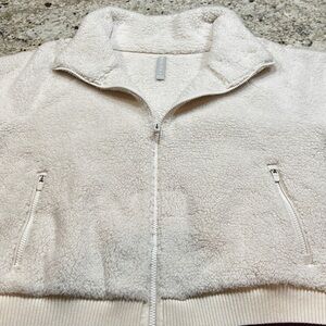 BNWT Athleta Tugga Sherpa Cropped Bomber Jacket XL Natural Beige Cream